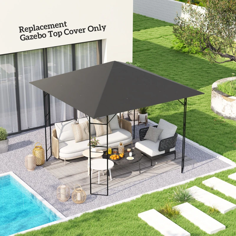 Image of Outsunny 3 x 3(m) Gazebo Canopy Replacement Cover with Drain Holes - Grey TJ Hughes 5063603847583