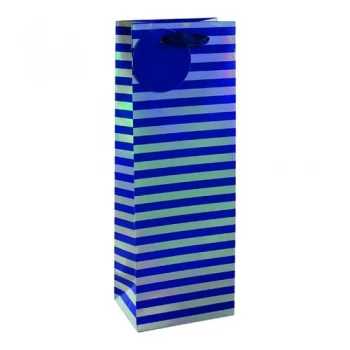 Image of Striped Bottle Bag BlueSilver Pack of 6 26655-4