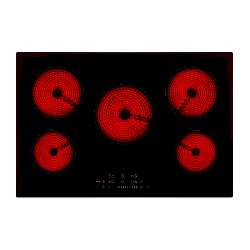 Image of Willow 77cm Ceramic Hob Touch Control Hardwired with 5 Cooking Zones Black