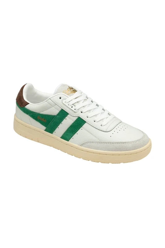 Image of Gola Classics Womens 'Falcon' Leather Lace-Up Trainers in White Size: 4 White Female 4