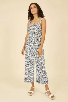 Image of White Animal Print Button Up Strappy Jumpsuit