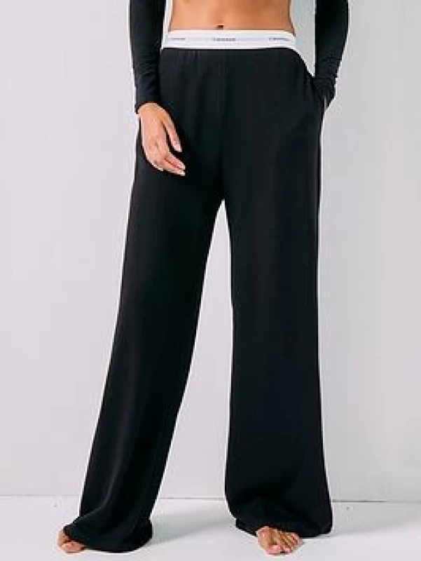 Image of Calvin Klein Womens Open Hem Jersey Joggers - Black Female 10