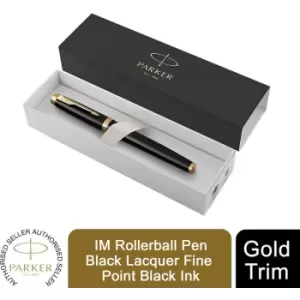 image of Parker - IM Rollerball Pen Black Lacquer Fine Point Black Ink Gift Box