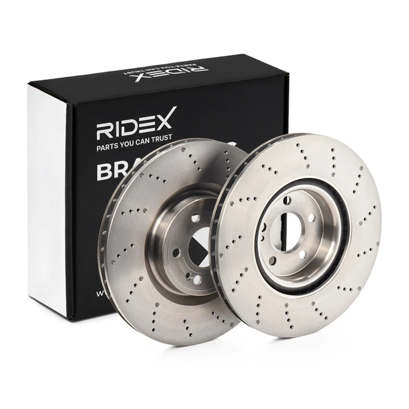 Image of RIDEX 82B3048 Brake disc Front Axle, Perforated, Cast Iron, Uncoated, Untreated Cast Iron Brake Disc (82)
