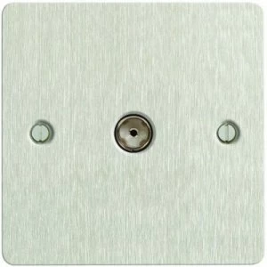 Image of Wickes Ultra Slim Single Screwless Flat Plate Coaxial Socket - Brushed Silver