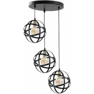 Image of Keter Pola Cluster Pendant Ceiling Light Black, Gold, 35cm, 3x E27