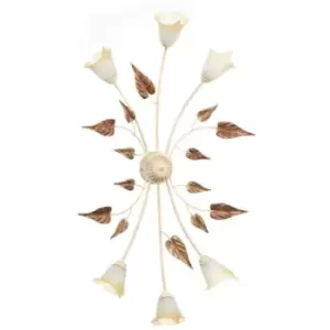 image of Onli Vanda 6 Light Multi Arm Semi Flush Ceiling Lamp, Ivory