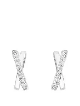 image of Simply Silver Sterling Silver 925 Cubic Zirconia Kiss Stud Earrings, Silver, Women