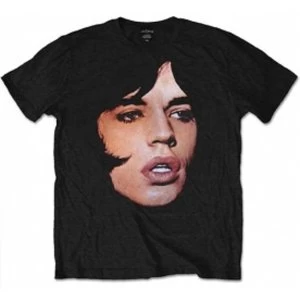 Image of Rolling Stones Mick Portrait Black Mens T Shirt: Large
