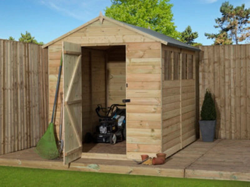 Image of Empire Sheds Empire 9200 Premier Apex Shed Windows 6X10 Pressure Treated Tongue And Groove Wooden Garden Shed (6' X 10' / 6ft X 10ft) (6X10)