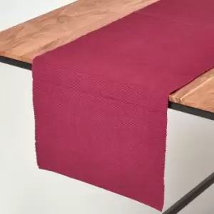 Image of Cotton Plain Plum Table Runner - Plum - Homescapes