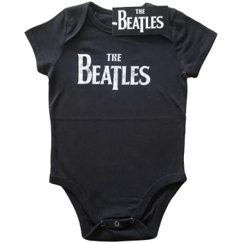 Image of The Beatles - Drop T Logo Kids 0-3 Months Babywear - Black