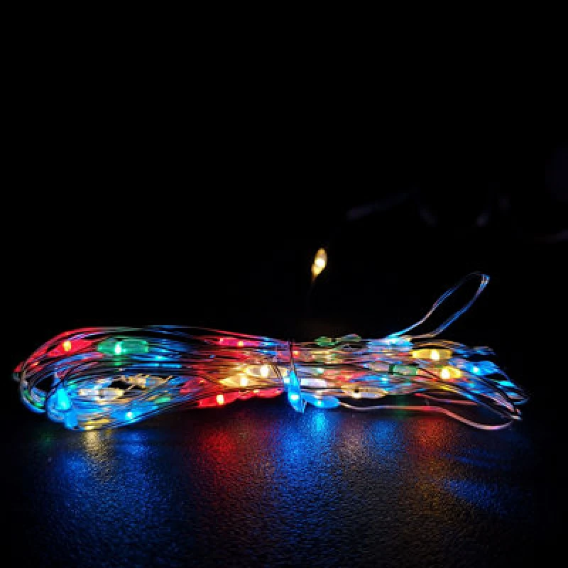 Image of Samuel Alexander 200 LED 10M Microbrights Indoor Outdoor Christmas Multi Function Battery Operated Lights With Timer On Pin Wire In Multicoloured
