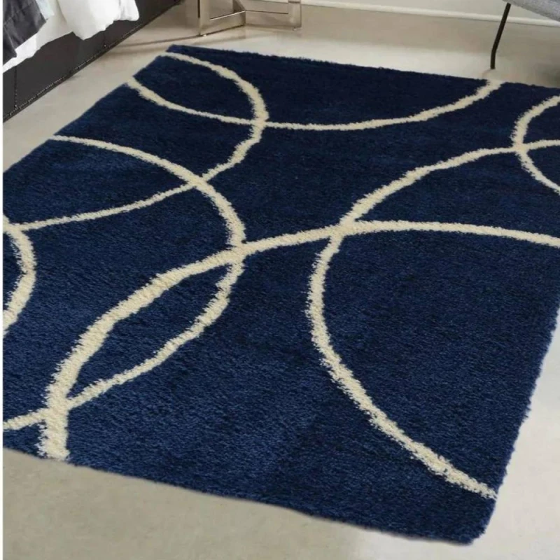 Image of THE RUGS Snug Collection Shaggy Rugs Bubbles Design I110A in Navy Size: 160cm x 230cm Navy Unisex 160cm x 230 cm