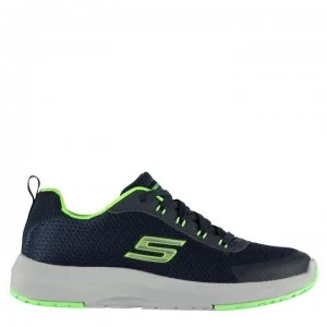 image of Skechers Dyna Tread Junior Girls Trainers - Navy/Lime