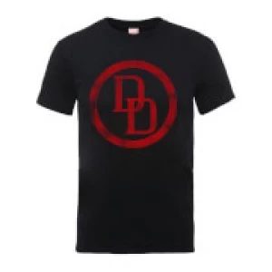 Image of Marvel Comics Daredevil Distressed Circle Logo Mens Black T-Shirt - L - Black