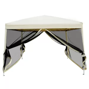 Image of Outsunny 3x3m Pop Up Gazebo W/ Mesh Walls-Tan