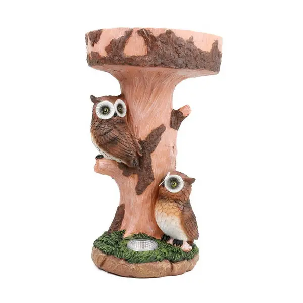 Image of Streetwize Solar Owl Birdbath Light - Brown One Size
