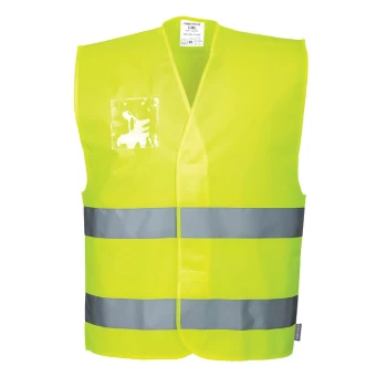 image of Portwest Dual ID Holder Class 2 Hi Vis Waistcoat Yellow S / M