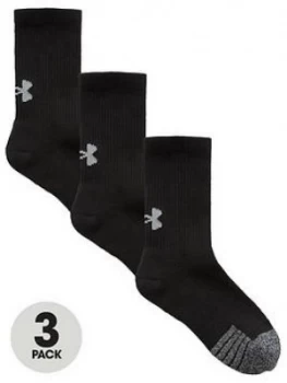 image of Urban Armor Gear Boys Youth Heatgear Crew 3 Pack Socks - Black, Size Yl