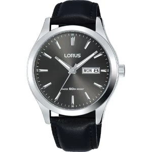 image of Lorus RXN63DX9 Mens Padded Black Leather Strap Dress Watch