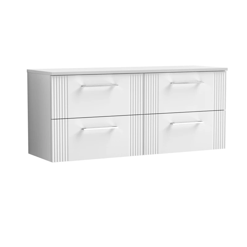 Image of Balterley 4 Drawer Wall Hung Vanity Unit Colour Match Worktop, White 1200mm White Unisex