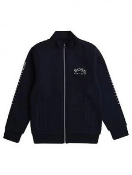 Image of Hugo Boss Metallic Logo Zip Through Hoodie Navy Size 14 Years Kids