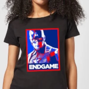 Image of Avengers Endgame Captain America Poster Womens T-Shirt - Black