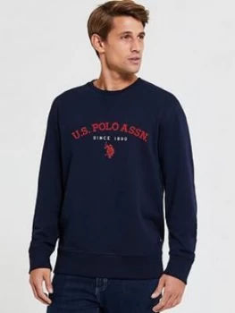 image of U.S. Polo Assn. Applique Crew Sweatshirt - Navy, Size L, Men