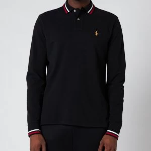 Image of Polo Ralph Lauren Mens Basic Mesh Long Sleeve Slim Fit Polo Shirt - Polo Black - L