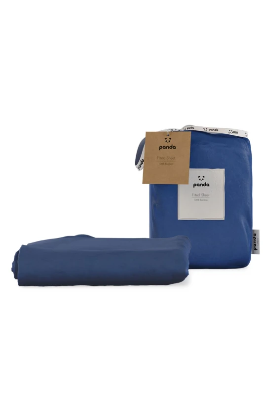 Image of Panda London 100% Bamboo Bedding Fitted Sheet in Navy Size: Emperor Navy Unisex Emperor