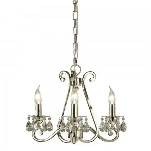 Image of 3 Light Multi Arm Ceiling Pendant Chandelier Polished Nickel, E14