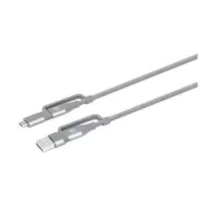 Image of Manhattan USB-C & USB-A 4-in-1 Charge & Sync Cable 1m USB-C & USB-A to USB-C USB-A and Micro-B 480 Mbps (USB 2.0) 3A / 60W (fast charging) Male to Mal