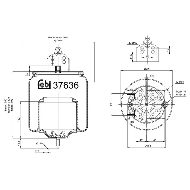 Image of FEBI BILSTEIN 37636 Boot, air suspension Rear Axle Right Boot,air suspension (324)