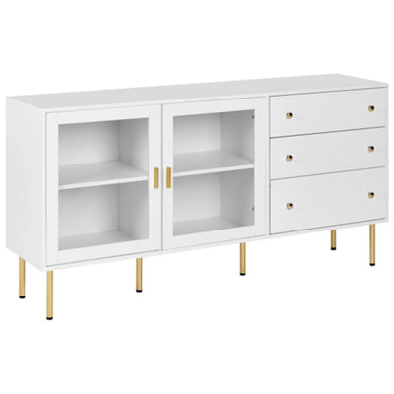 Image of Beliani Glass Display Sideboard Milora 160 Cm White
