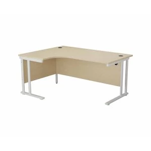 image of TC Office Start White Cantilever Frame Left Hand Crescent Desk 1600x1200mm, Maple