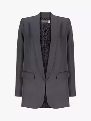 Image of Mint Velvet Smoke Shawl Collar Blazer - Dark Grey, Size 14, Women