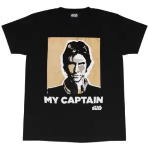 Image of Star Wars Mens My Captain Han Solo T-Shirt (3XL) (Black)