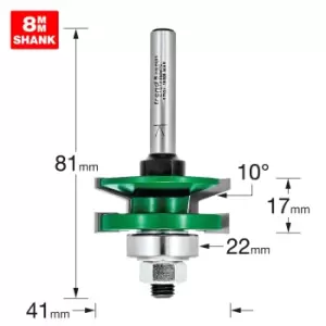 Image of Trend CRAFTPRO Bearing Guided Combination Raised Bevel Router Cutter 41mm 17mm 8mm