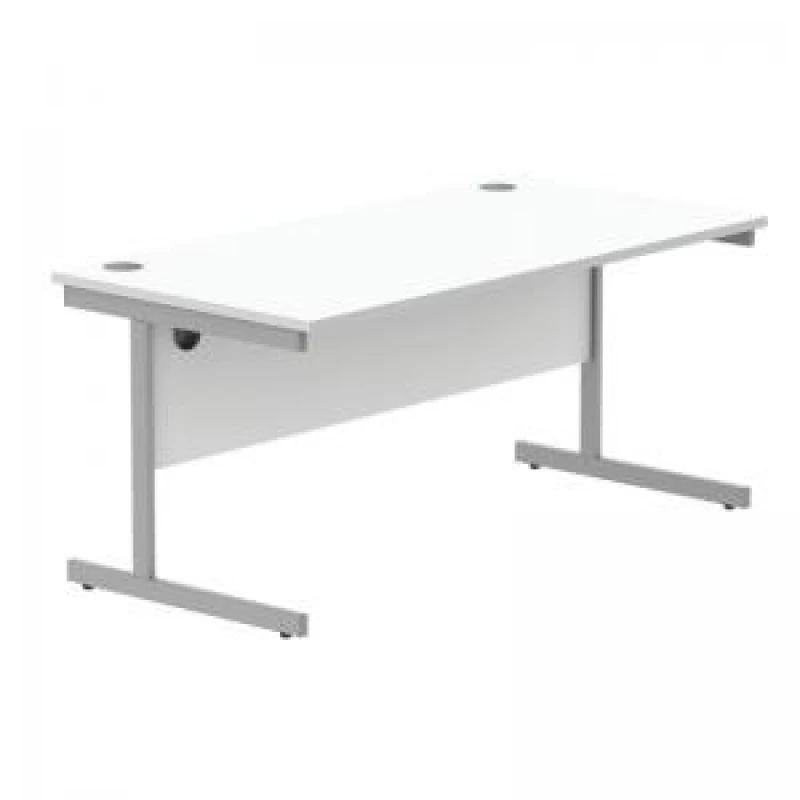 Image of Astin Rectangular Single Upright Cantilever Desk 1600x800x730mm Arctic White/Silver KF803567