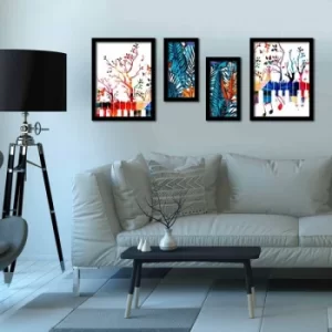 Image of 4P3040SCT003 Multicolor Decorative Framed MDF Painting (4 Pieces)