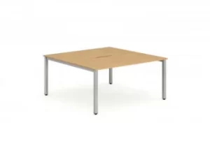 Image of B2B Silver Frame Bench Desk 1200 Beech (2 Pod)