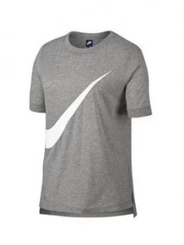 Image of Nike Sportswear Large Swoosh Tee Grey Heather Size L Women