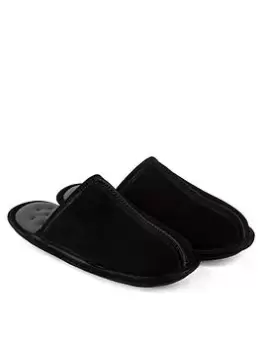 Image of TOTES Isotoner Suede Mule - Black, Size 9, Men