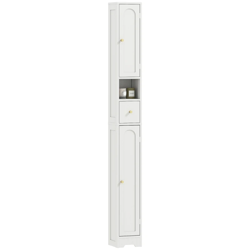 Image of HOMCOM HOMCOM 20cm Slim Bathroom Storage Cabinet with Adjustable Shelves White White One Size Unisex 5063603786264