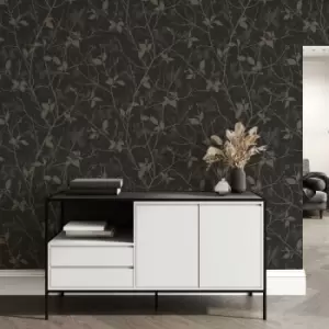 Image of Boutique - Belle Geometric Charcoal/Gold Wallpaper - White