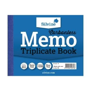 Image of Silvine Carbonless Triplicate Book 102x127mm PK5