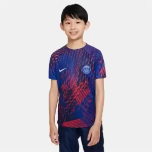 Image of Nike PSG EU Pre Match Top 2022 2023 Juniors - Blue