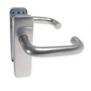 image of LocksOnline Aluminium Round Bar Lever Door Handle on Backplate