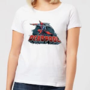 Image of Marvel Deadpool Sword Logo Womens T-Shirt - White - 3XL